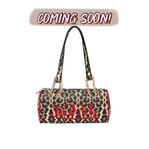 Von Dutch Leopard Mini Barrel Bag in Leopard Print and Red
